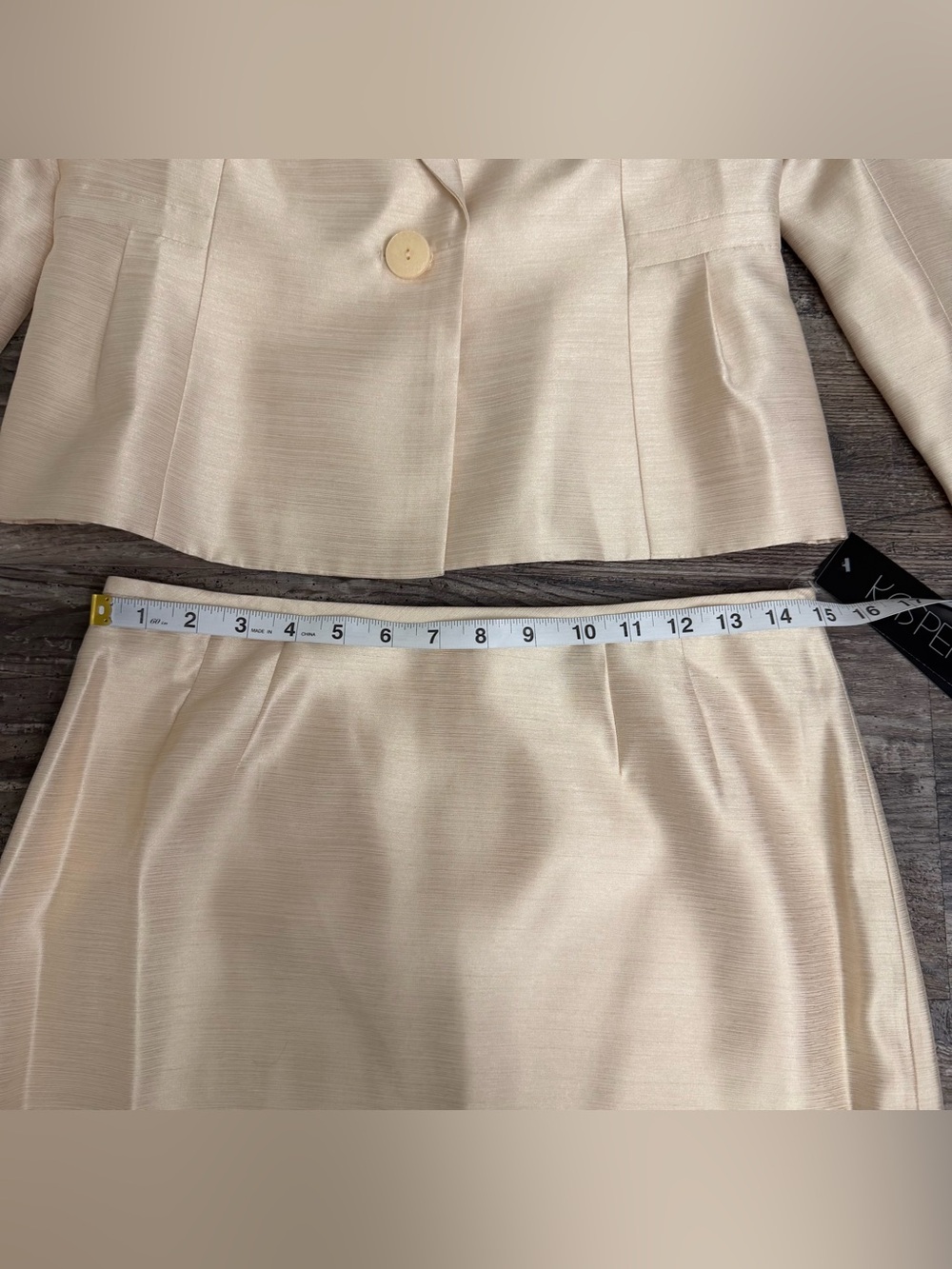 NWT Kasper Cream Champagne Three-Piece Skirt Suit Midi Skirt Size 6 - Picture 6 of 8